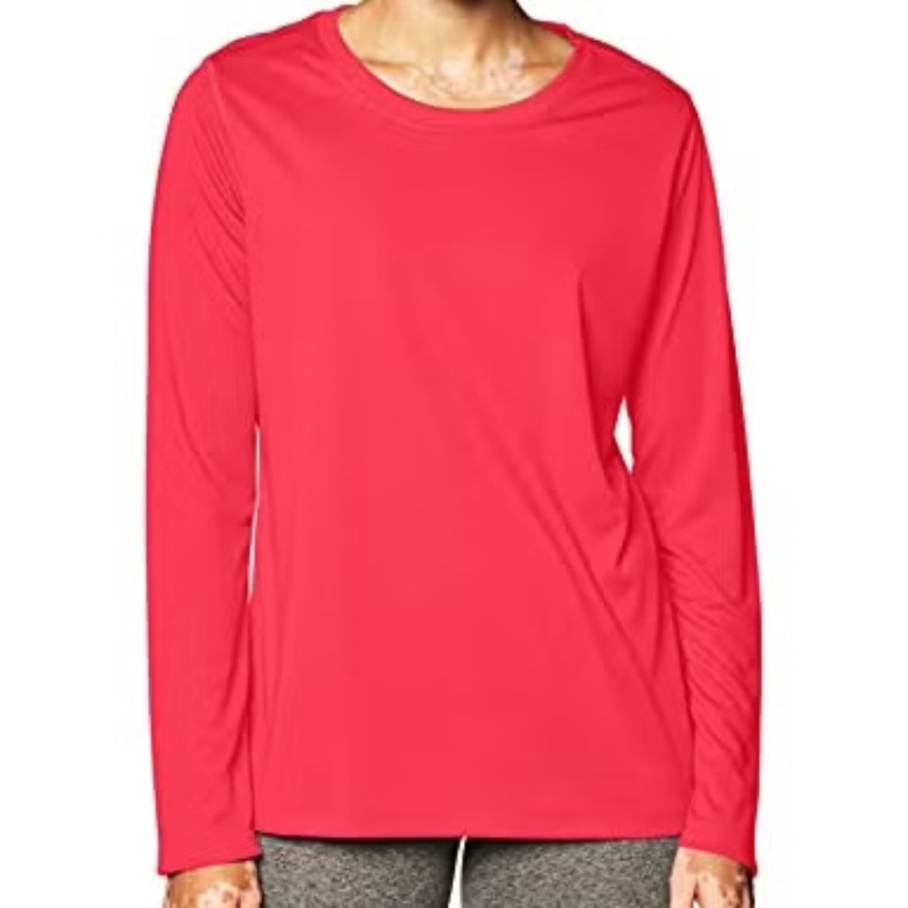 SO Kohls Sz XL Red Lounge Soft Stretch blouse Top Shirt Long‎ Sleeves Crew Neck